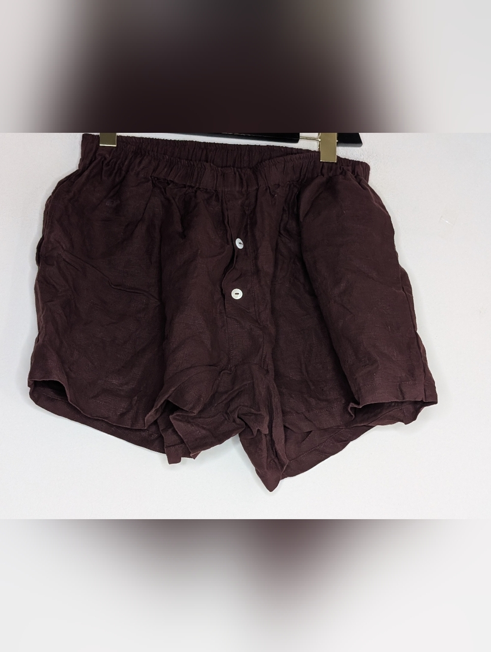 DEIJI STUDIOS linen boxer shorts burgundy size M/L